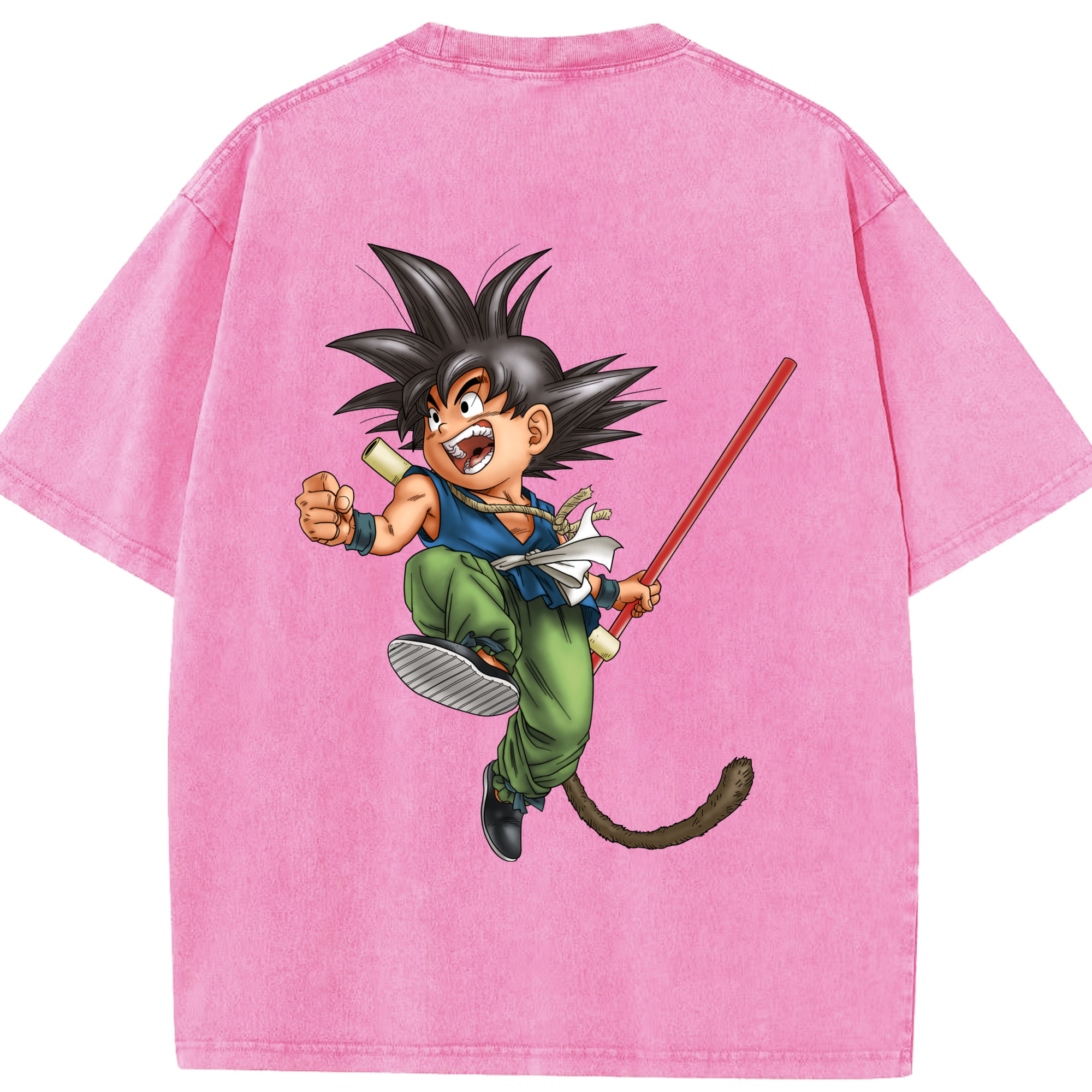 （画像用） ドラゴンボール 孫悟空（そん ごくう）Son Goku カカロット DRAGON BALL Kakarotto 綿100% ヴィンテージ風 半袖Tシャツ（背面プリント）